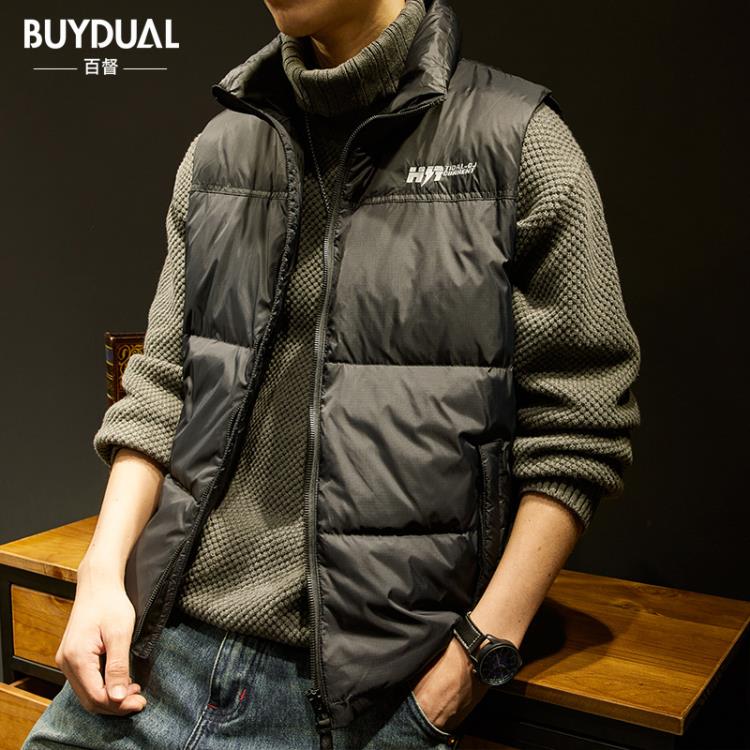 背心 高級感羽絨服馬甲男秋冬款坎肩休閒大碼外套加厚保暖領馬夾-細節圖3