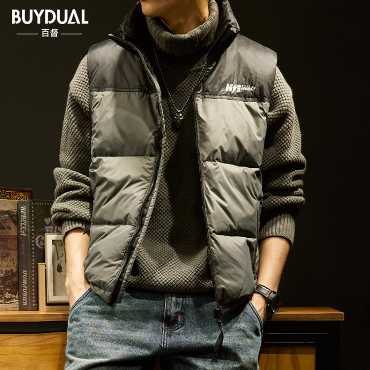 背心 高級感羽絨服馬甲男秋冬款坎肩休閒大碼外套加厚保暖領馬夾-細節圖4