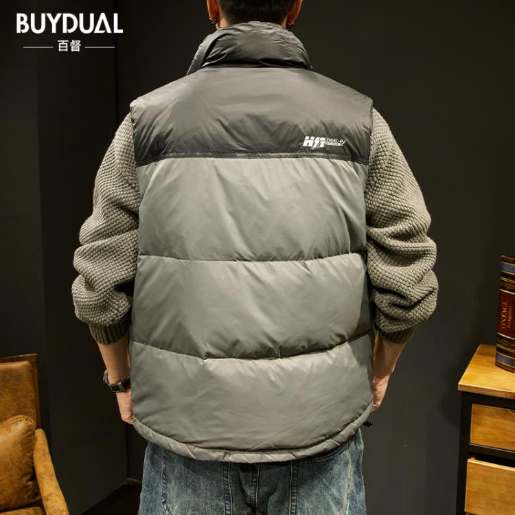 背心 高級感羽絨服馬甲男秋冬款坎肩休閒大碼外套加厚保暖領馬夾-細節圖5