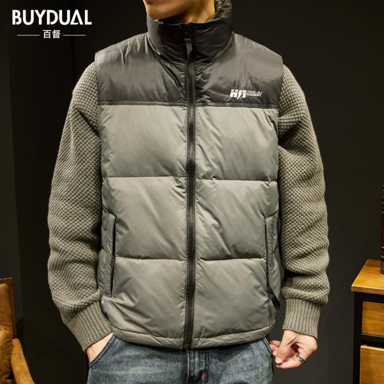 背心 高級感羽絨服馬甲男秋冬款坎肩休閒大碼外套加厚保暖領馬夾-細節圖6