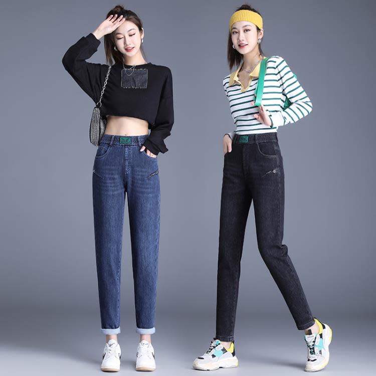 牛仔褲女寬松哈倫褲春秋季女褲2023新款高腰顯瘦老爹褲子蘿卜褲潮-細節圖3