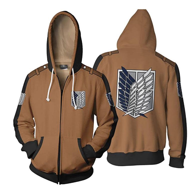 衛衣 2023進擊的巨人新款3D印花連帽秋冬動漫cos男士拉鍊-細節圖3