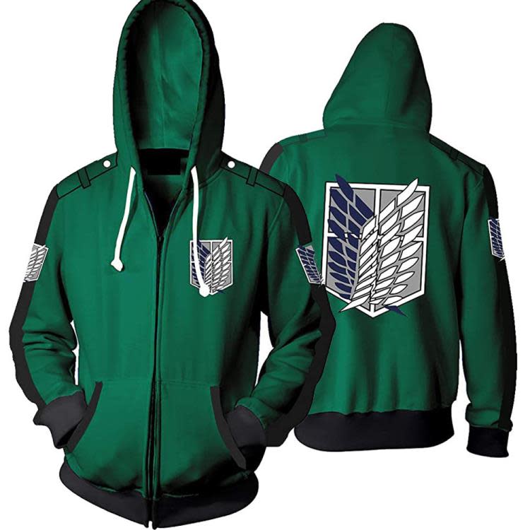 衛衣 2023進擊的巨人新款3D印花連帽秋冬動漫cos男士拉鍊-細節圖5