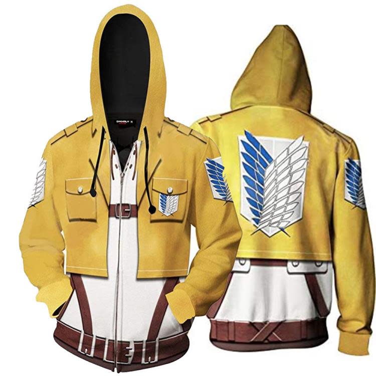 衛衣 2023進擊的巨人新款3D印花連帽秋冬動漫cos男士拉鍊-細節圖6