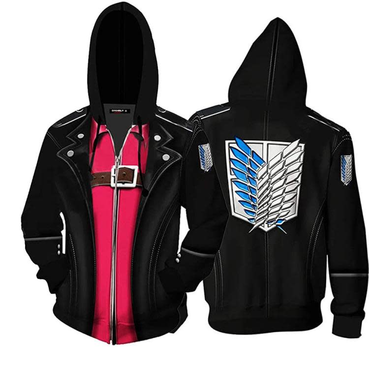 衛衣 2023進擊的巨人新款3D印花連帽秋冬動漫cos男士拉鍊-細節圖7