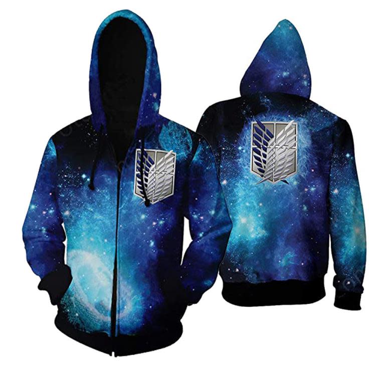 衛衣 2023進擊的巨人新款3D印花連帽秋冬動漫cos男士拉鍊-細節圖9