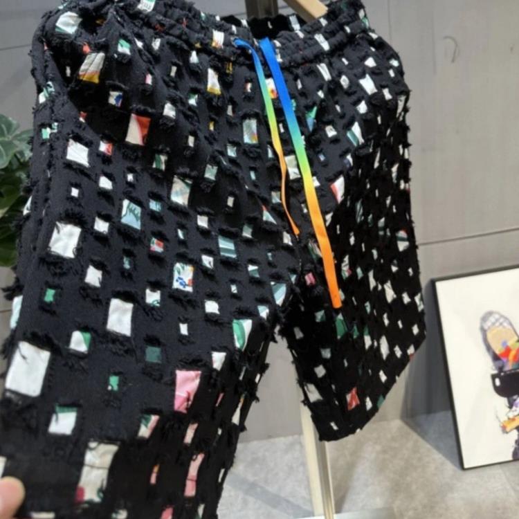 短褲 2023夏季男士印花時尚潮流休閒百搭輕奢透氣五分褲情侶夏-細節圖3