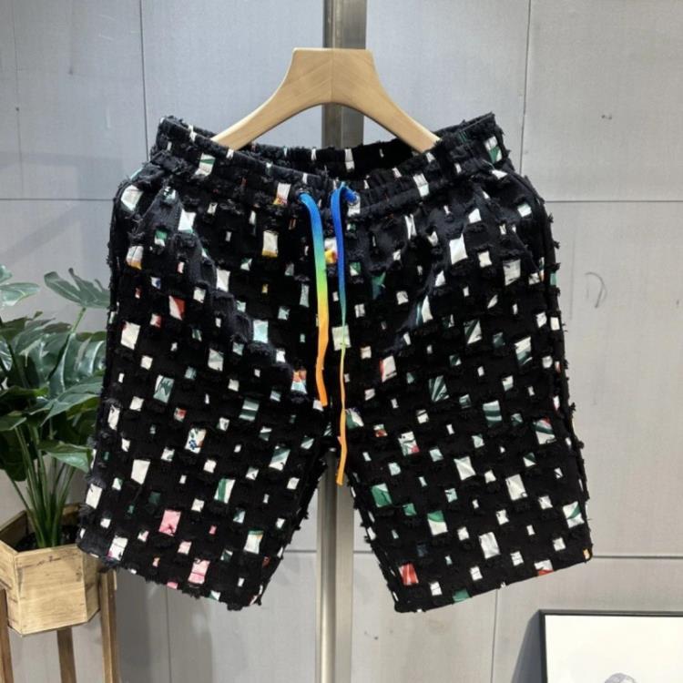 短褲 2023夏季男士印花時尚潮流休閒百搭輕奢透氣五分褲情侶夏-細節圖6