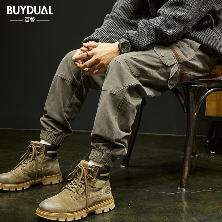 長褲 高級感工裝褲男春季寬松束腳潮牌美式大碼痞帥小腳休閒子春秋-細節圖4