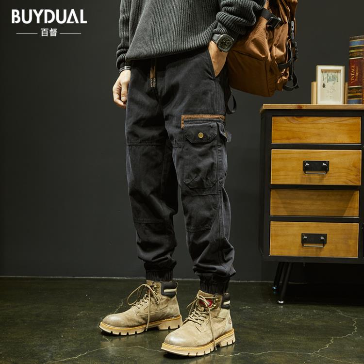 長褲 高級感工裝褲男春季寬松束腳潮牌美式大碼痞帥小腳休閒子春秋-細節圖6