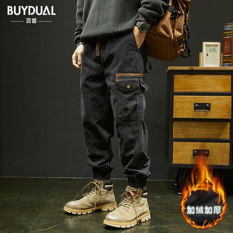 長褲 高級感工裝褲男春季寬松束腳潮牌美式大碼痞帥小腳休閒子春秋-細節圖7