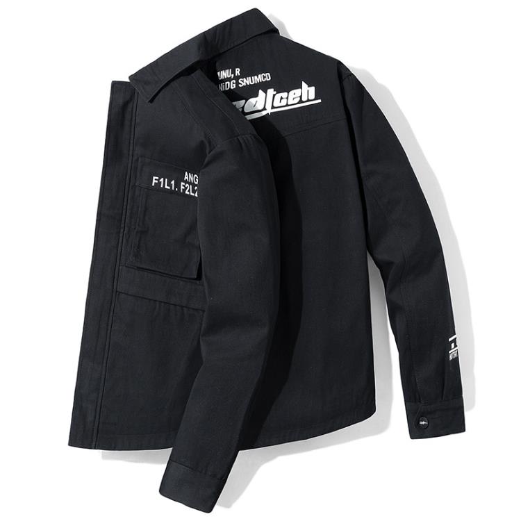 夾克 潮牌男裝外套男2023春秋季新款上衣時尚翻領休閒工裝男士-細節圖2