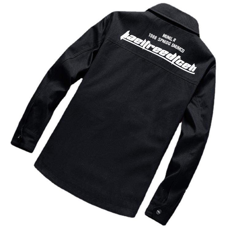 夾克 潮牌男裝外套男2023春秋季新款上衣時尚翻領休閒工裝男士-細節圖3