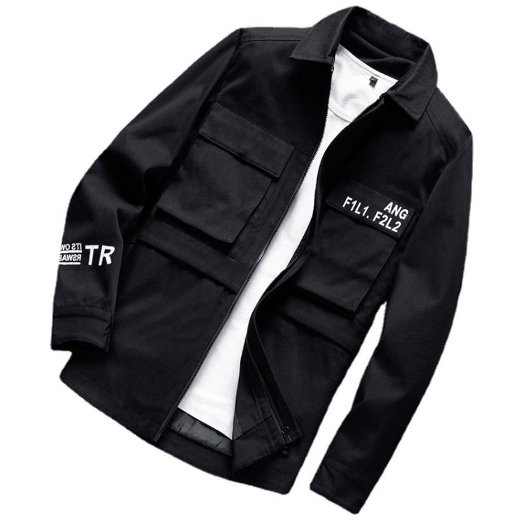 夾克 潮牌男裝外套男2023春秋季新款上衣時尚翻領休閒工裝男士-細節圖5