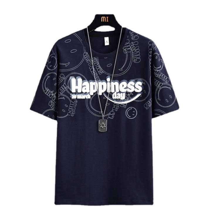 短袖T恤 2023夏季新款t恤男ins青少年純棉男士潮牌時尚五分袖t恤男-細節圖4