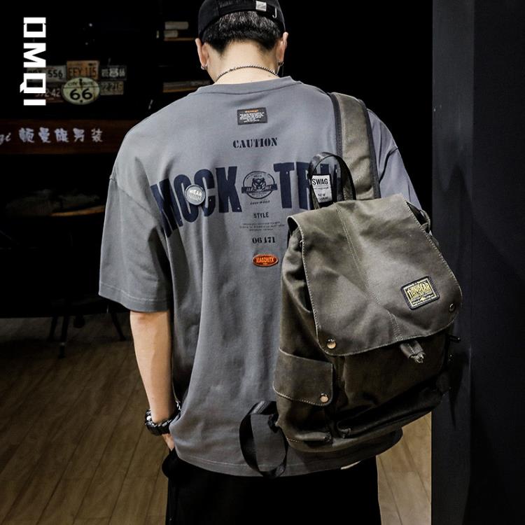 短袖T恤 夏季美式復古潮牌t恤男寬松大碼加肥加大男士半袖衣服潮-細節圖3