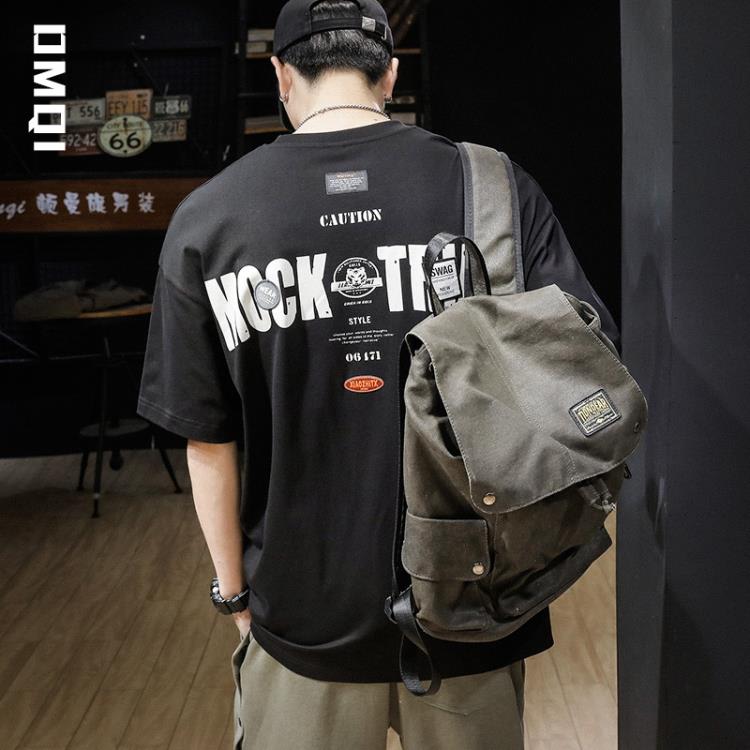 短袖T恤 夏季美式復古潮牌t恤男寬松大碼加肥加大男士半袖衣服潮-細節圖4