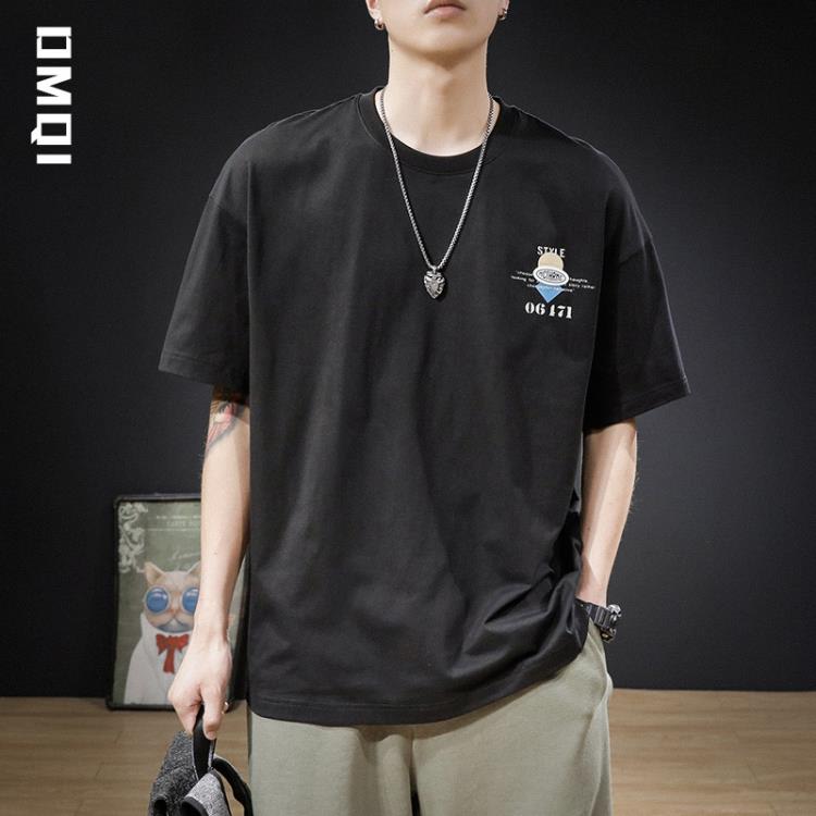 短袖T恤 夏季美式復古潮牌t恤男寬松大碼加肥加大男士半袖衣服潮-細節圖5