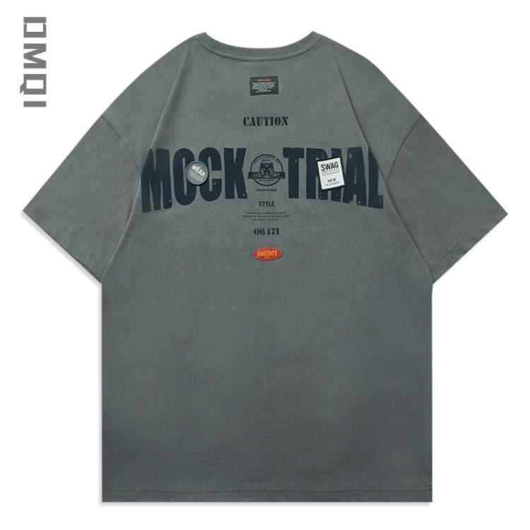 短袖T恤 夏季美式復古潮牌t恤男寬松大碼加肥加大男士半袖衣服潮-細節圖7