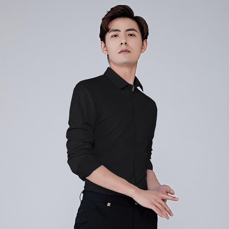 襯衫 白男長袖修身免燙商務正裝職業工作上班休閒伴郎西裝襯衣白色-細節圖4