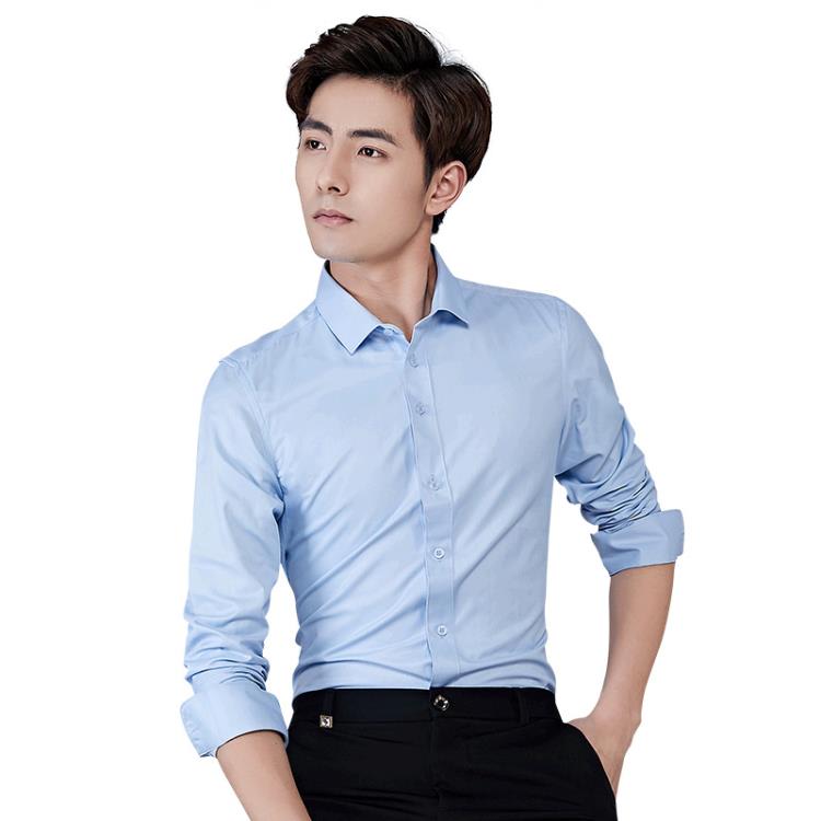 襯衫 白男長袖修身免燙商務正裝職業工作上班休閒伴郎西裝襯衣白色-細節圖5