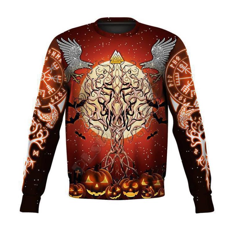 衛衣 歐美新款 個性3D數碼印花 南瓜頭 男女萬圣節恐怖圓領套頭衫-細節圖7