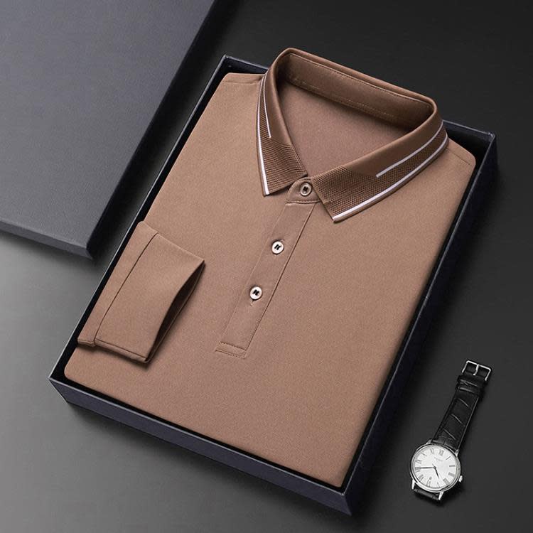 長袖polo衫 其力男裝POLO衫男士春季新款休閒翻領打底上衣男休閒套頭男裝-細節圖8