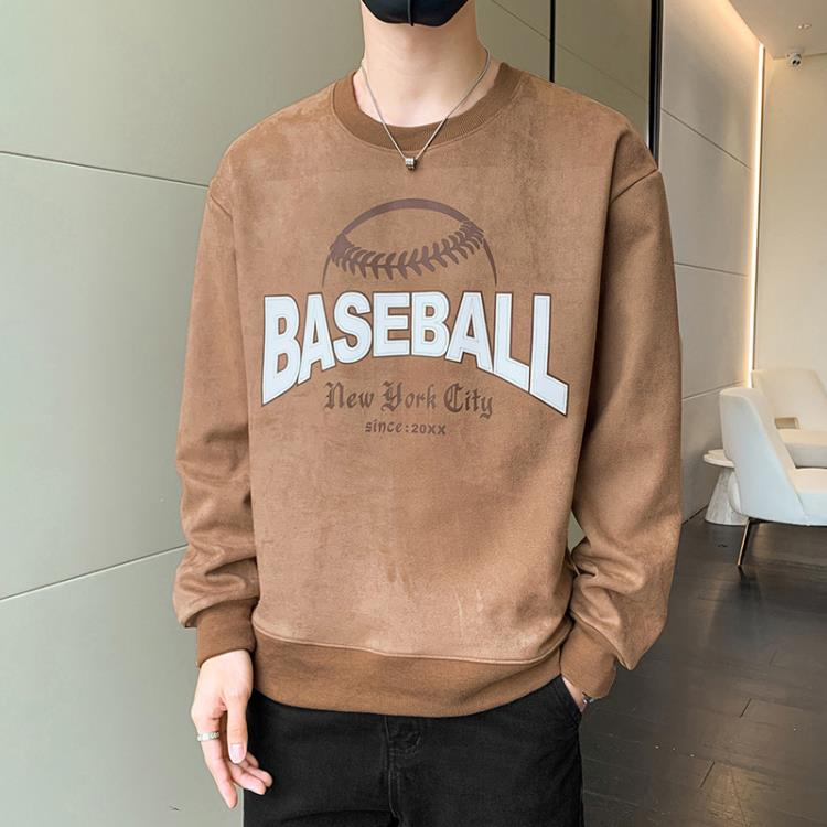 衛衣 2023春季圓領男潮牌新款學生運動打底衫男裝寬松休閒男士-細節圖2