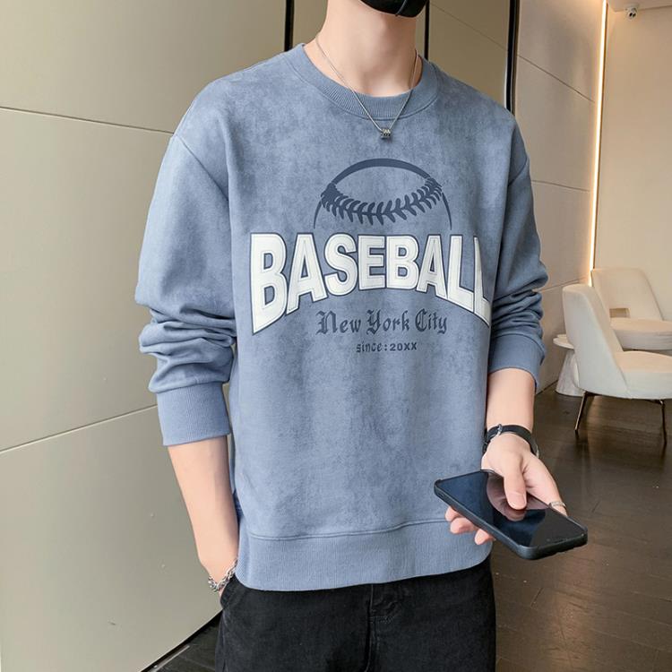 衛衣 2023春季圓領男潮牌新款學生運動打底衫男裝寬松休閒男士-細節圖4
