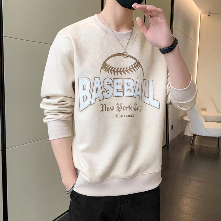 衛衣 2023春季圓領男潮牌新款學生運動打底衫男裝寬松休閒男士-細節圖7