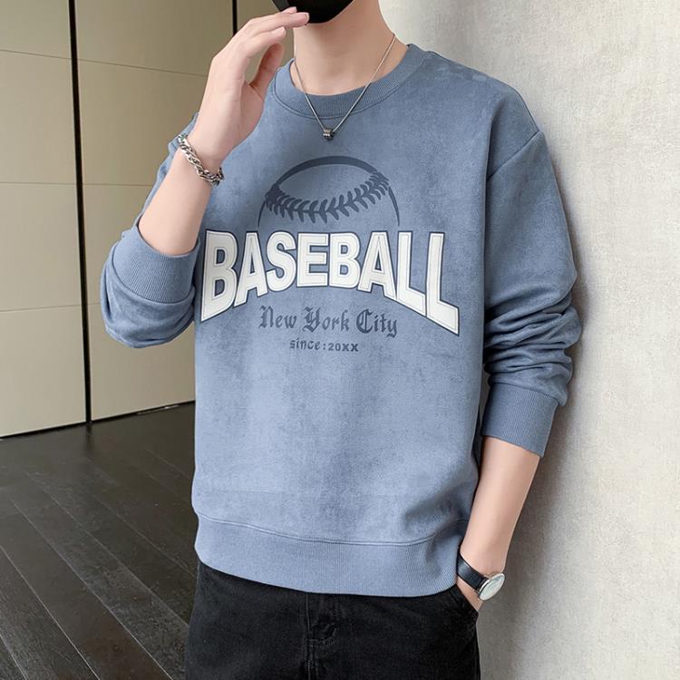 衛衣 2023春季圓領男潮牌新款學生運動打底衫男裝寬松休閒男士-細節圖9