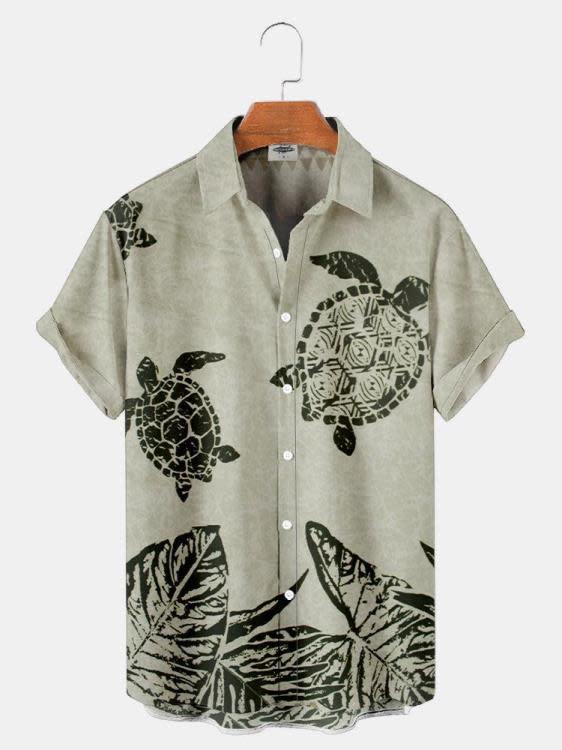 襯衫 3D時尚夏季休閒款熱賣海洋生物烏龜圖案印花夏威夷男裝-細節圖2