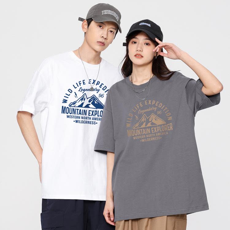 短袖T恤 香港純棉男女款情侶裝寬松潮牌透氣學生半袖五分袖t恤男士-細節圖4