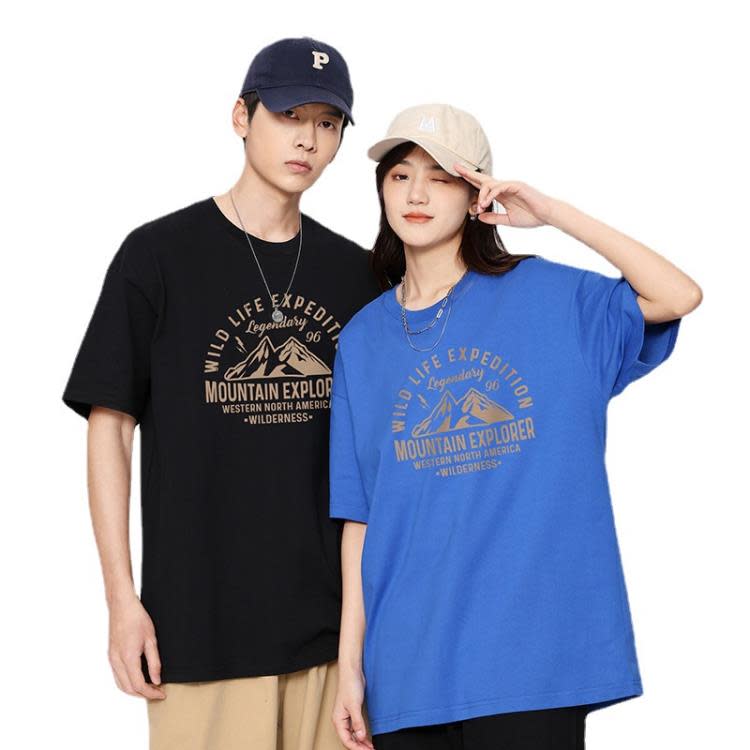 短袖T恤 香港純棉男女款情侶裝寬松潮牌透氣學生半袖五分袖t恤男士-細節圖5