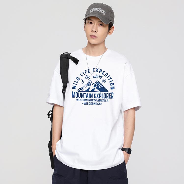 短袖T恤 香港純棉男女款情侶裝寬松潮牌透氣學生半袖五分袖t恤男士-細節圖7