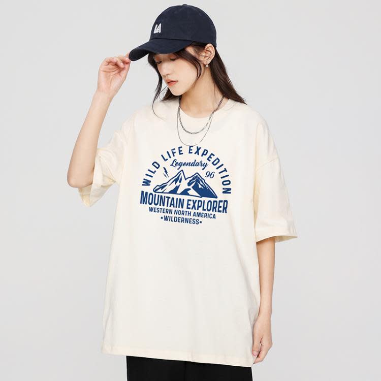 短袖T恤 香港純棉男女款情侶裝寬松潮牌透氣學生半袖五分袖t恤男士-細節圖9