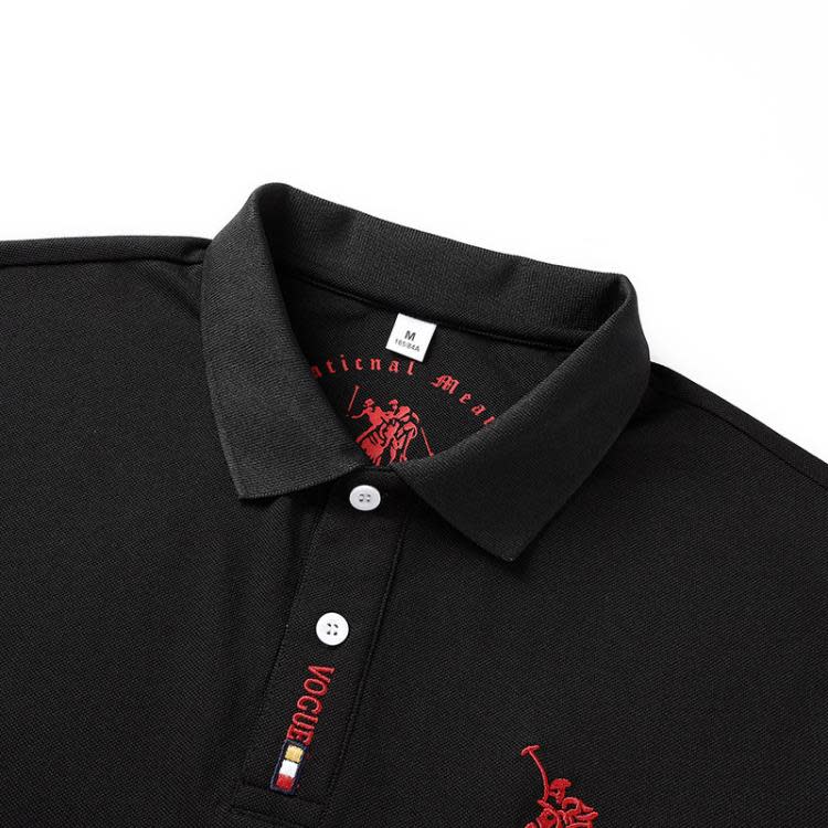 短袖T恤 夏季男士翻領刺繡原單商務POLO衫潮寬松馬球保羅上衣-細節圖4