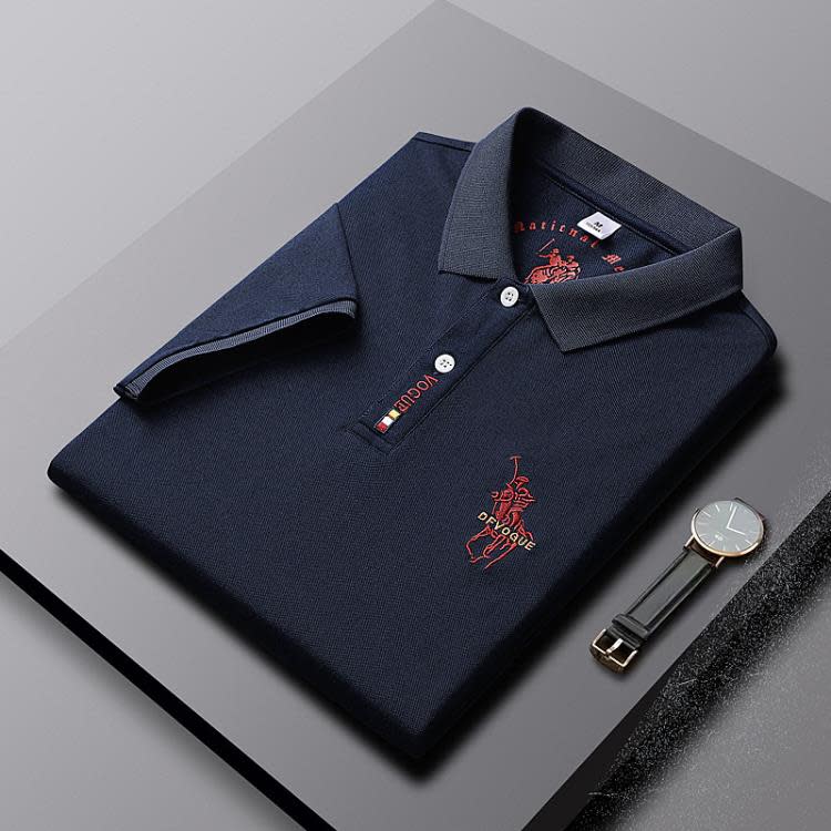 短袖T恤 夏季男士翻領刺繡原單商務POLO衫潮寬松馬球保羅上衣-細節圖6