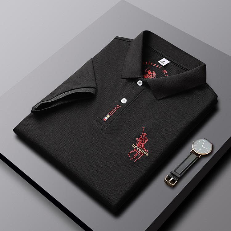 短袖T恤 夏季男士翻領刺繡原單商務POLO衫潮寬松馬球保羅上衣-細節圖9