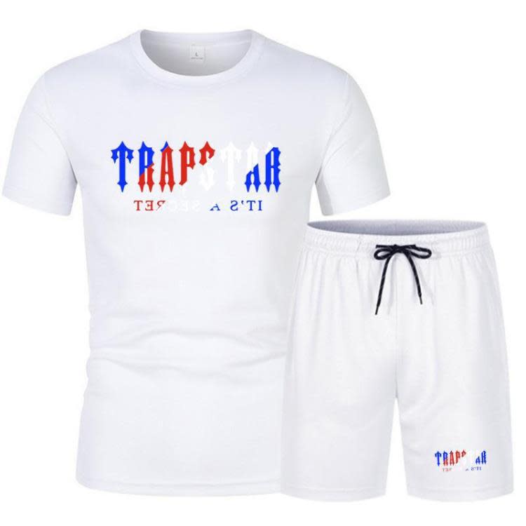 短袖T恤 2023新款夏季男士短褲休閒運動服二件套裝-細節圖3