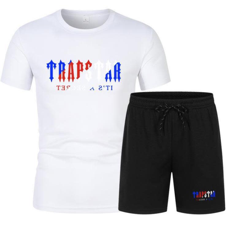 短袖T恤 2023新款夏季男士短褲休閒運動服二件套裝-細節圖9