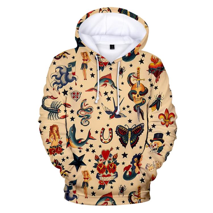 衛衣 2023新款2023夏威夷系列15數碼3D印花帶帽連帽長袖-細節圖3