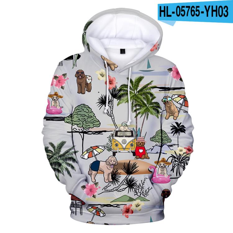 衛衣 2023新款2023夏威夷系列15數碼3D印花帶帽連帽長袖-細節圖6