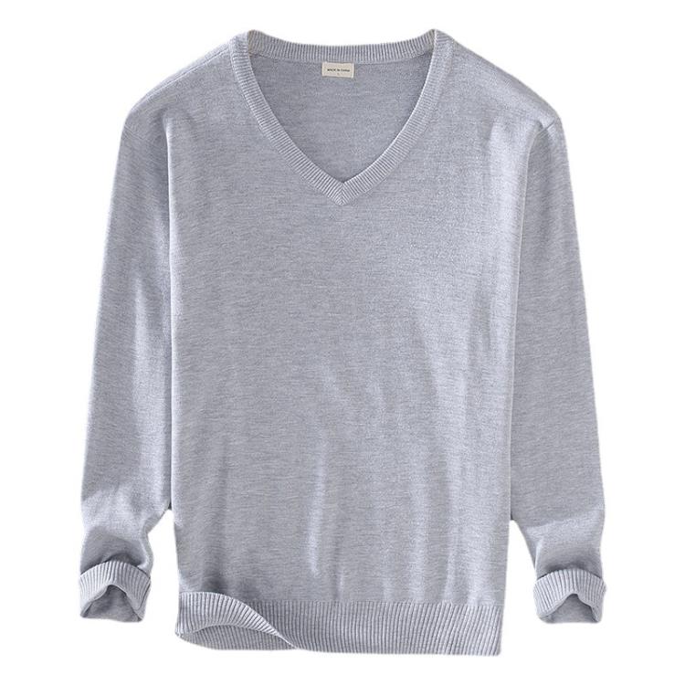 毛衣 8508男士秋季青年商務休閒打底百搭純棉長袖V領套頭針織衫男-細節圖5