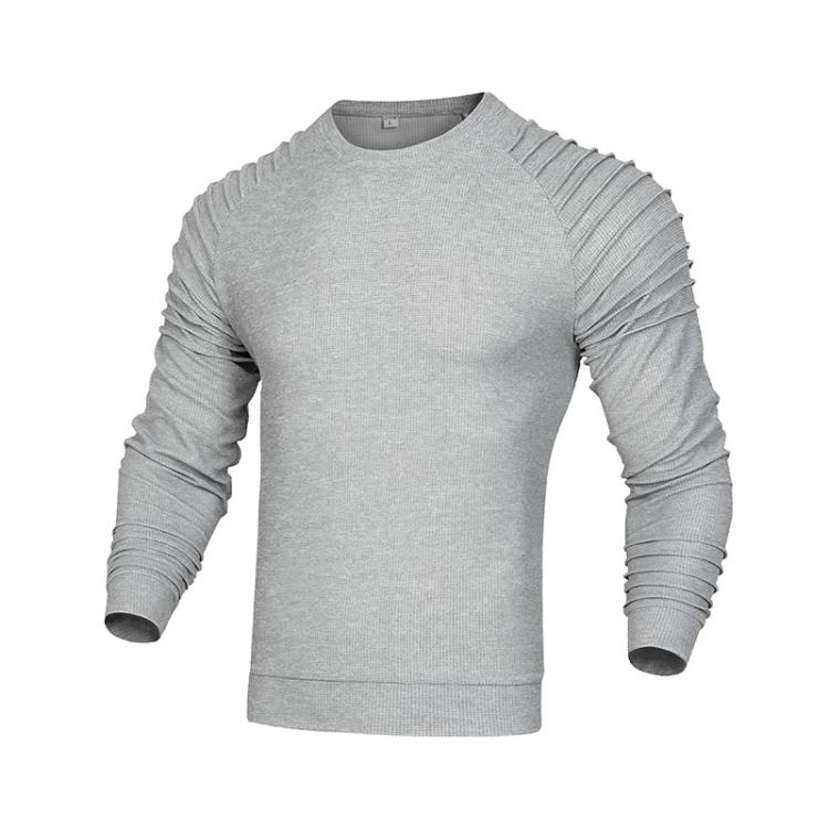 毛衣 2023秋新款歐美男式圓領男士長袖針織衫肩部褶皺毛衫-細節圖5