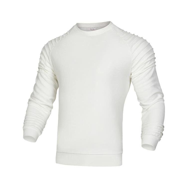 毛衣 2023秋新款歐美男式圓領男士長袖針織衫肩部褶皺毛衫-細節圖9