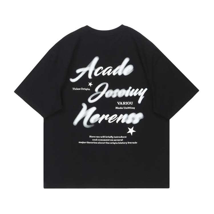 T-015時尚男裝簡約字母印花短袖T恤2023春夏新款圓領寬松顯瘦上衣-細節圖5