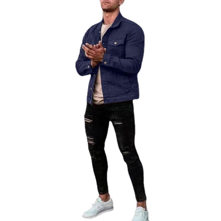 夾克 男士歐美2023春秋款潮流時尚休閒修身外套多口袋紐扣光板工裝-細節圖5