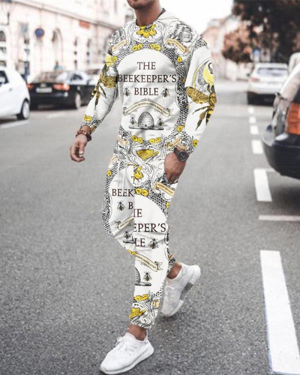 長褲 新款手繪線條滿鋪3D印花薄款衛衣 寬松套頭運動衫二件套-細節圖4