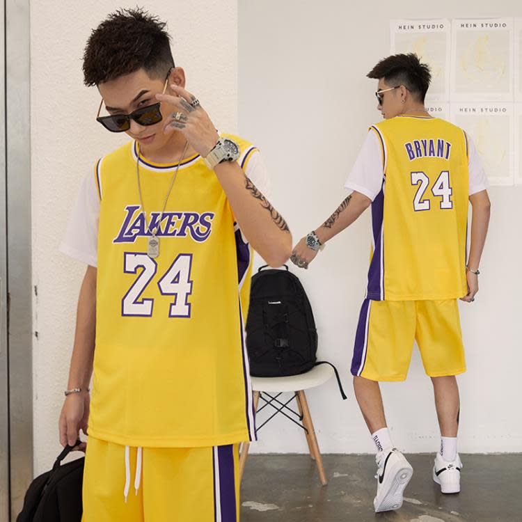 套裝 男學生籃球服夏季短袖運動青少年潮牌正韓大碼男裝速干二件套-細節圖3